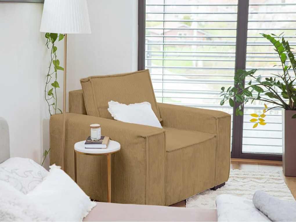 Kialakítás SMART SET fotel lábtartóval, mustárszínű