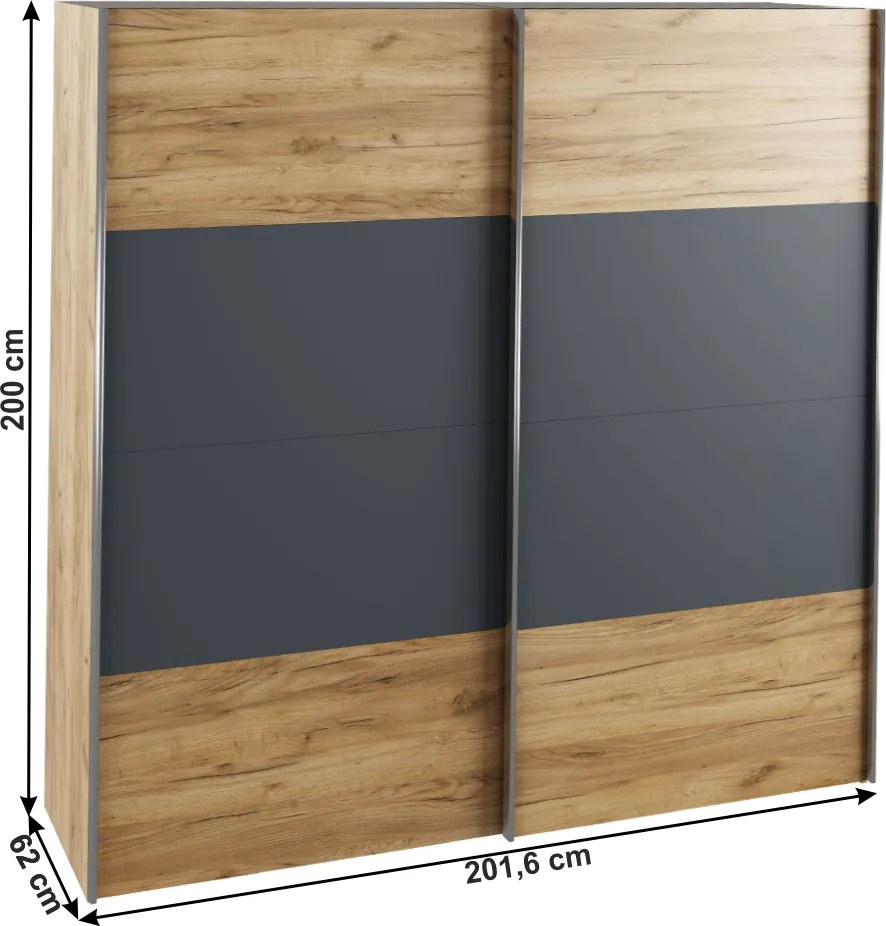 Hálószoba garnitúra (Ágy 160x200 cm), artisan tölgy/grafit, GABRIELA NEW