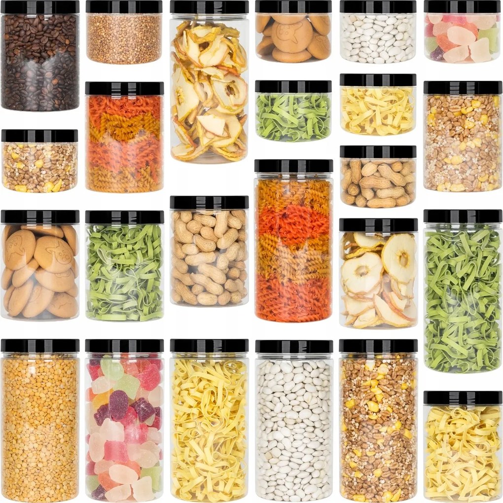 24x Befőttesüveg Élelmiszer Tartály Ömlesztett Termékek 0,5L 1L 1,5L kamaju Termék P