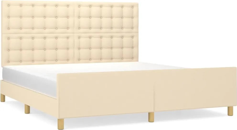 vidaXL krémszínű szövet ágykeret matrac nélkül 160 x 200 cm