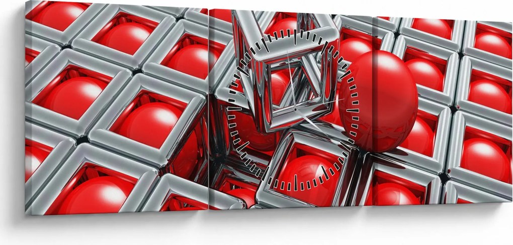 Kép - 3D fémes absztrakció (órával) (90x30 cm)