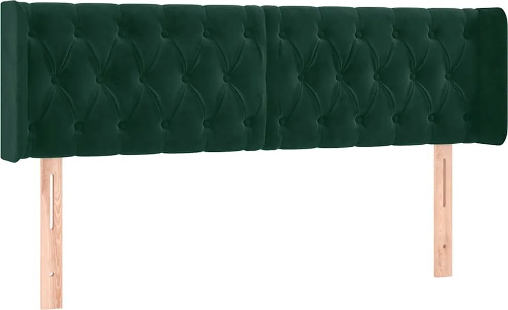 vidaXL sötétzöld bársony fejtámla 147x16x78/88 cm