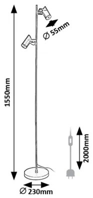 Rabalux 73046 - Állólámpa MAXIMILIAN 2xGU10/10W/230V