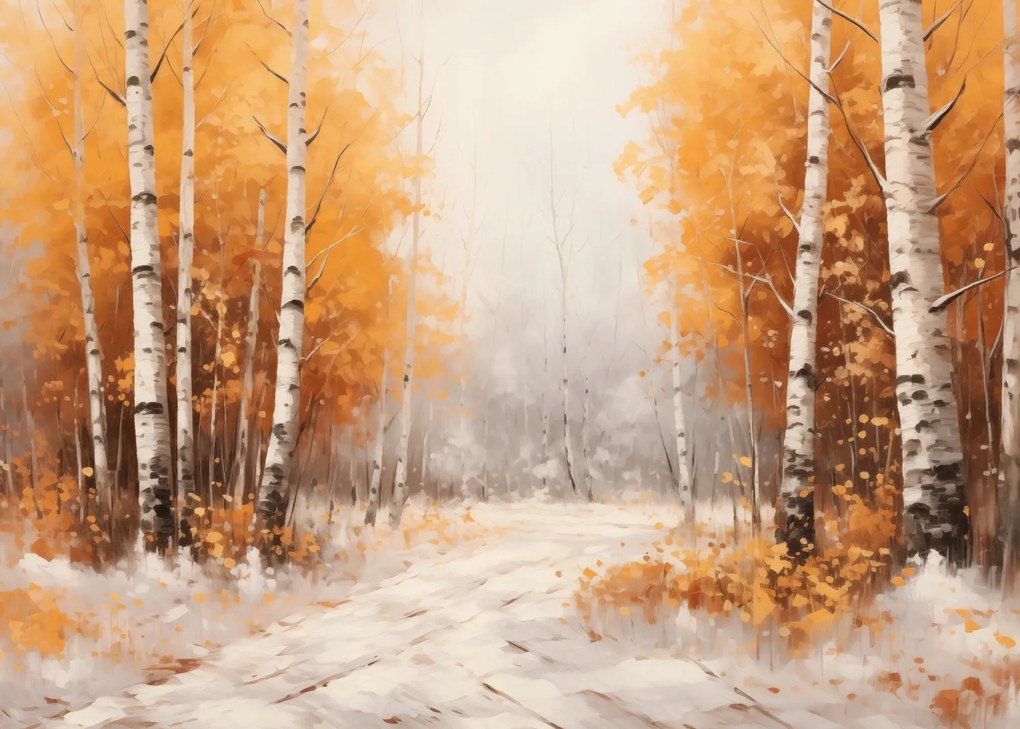 Poszter 35x25cm Őszi nyírfák