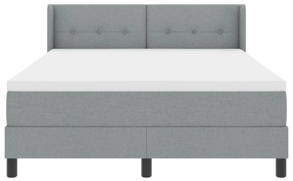 Boxspringágy matraccal - Világosszürke, 140 x 190 cm - Szövet