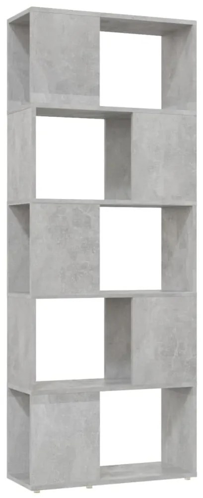 betonszürke térelválasztó könyvszekrény 60 x 24 x 155 cm