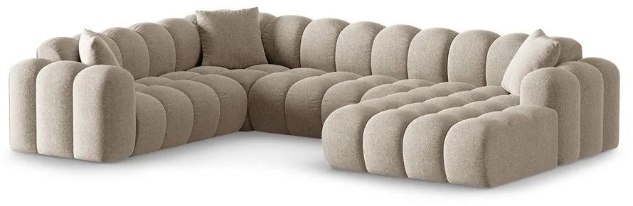 Világosbarna zsenília sarokkanapé (bal oldali-U alakú) Treno – Cosmopolitan Design