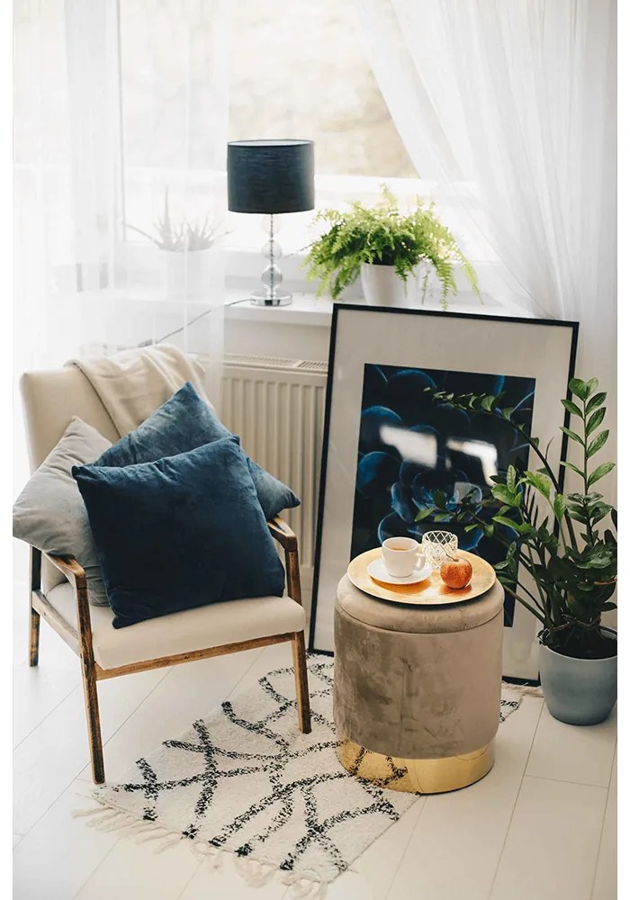 Párna, bársony anyag sötétkék, 45x45, ALITA TYP 6