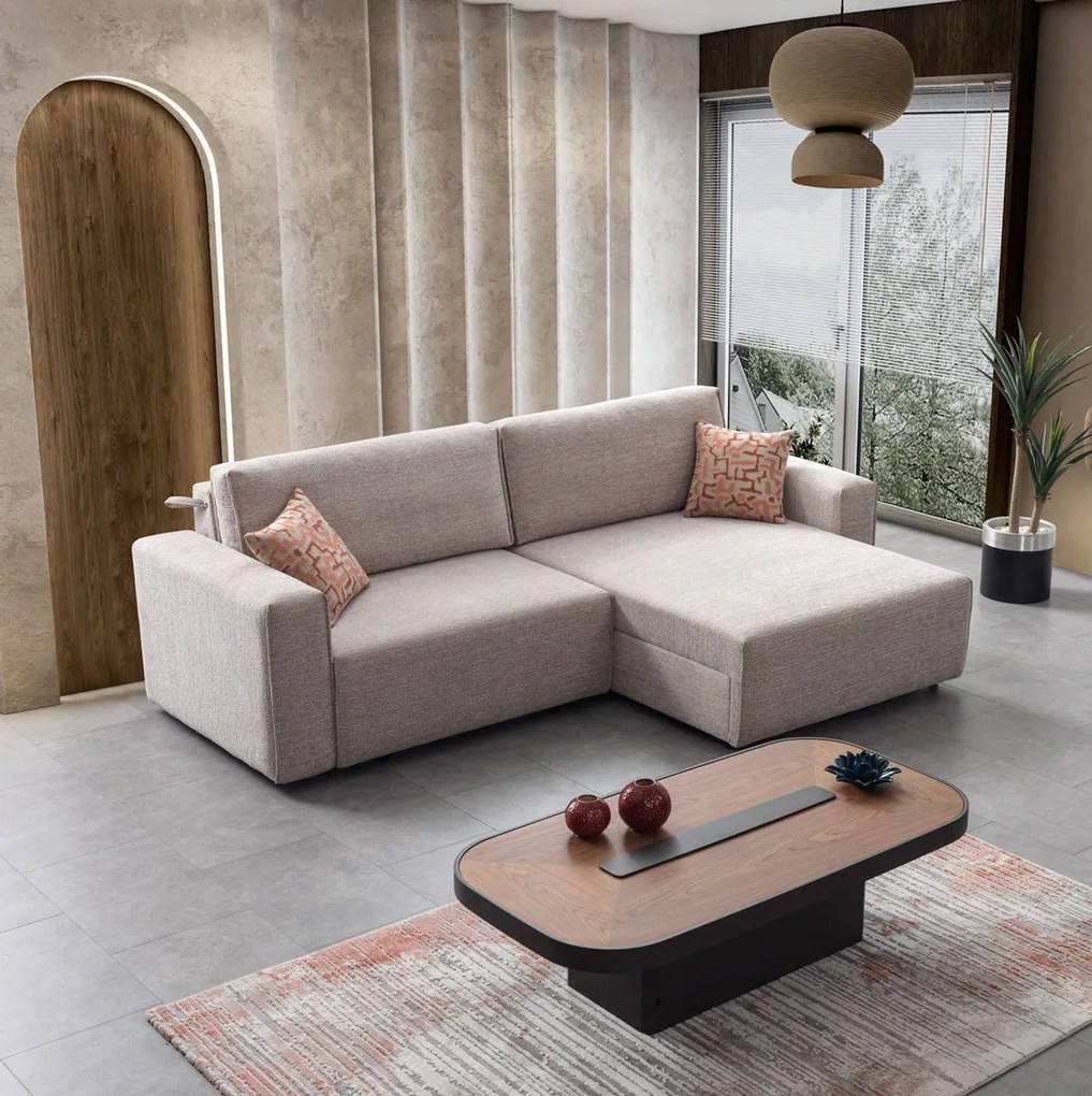 Palvin mini L-alakú kanapé, ágyazható, ágyneműtartós - LEÉRTÉKELT