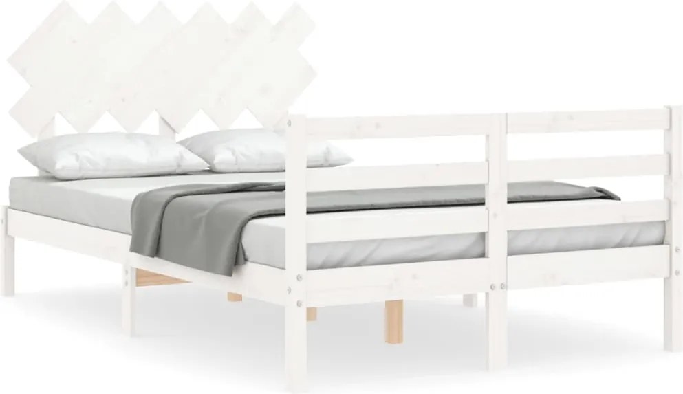 vidaXL fehér tömör fa ágykeret fejtámlával 120 x 200 cm