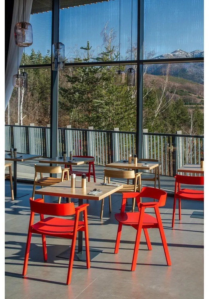 Piros tölgyfa karfás étkezőszék Flip – Gazzda