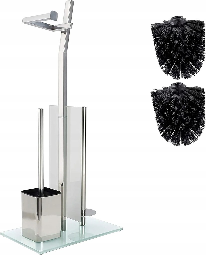 Álló Wc szett 3az1ben: kefe papírtartó rozsdamentes acél