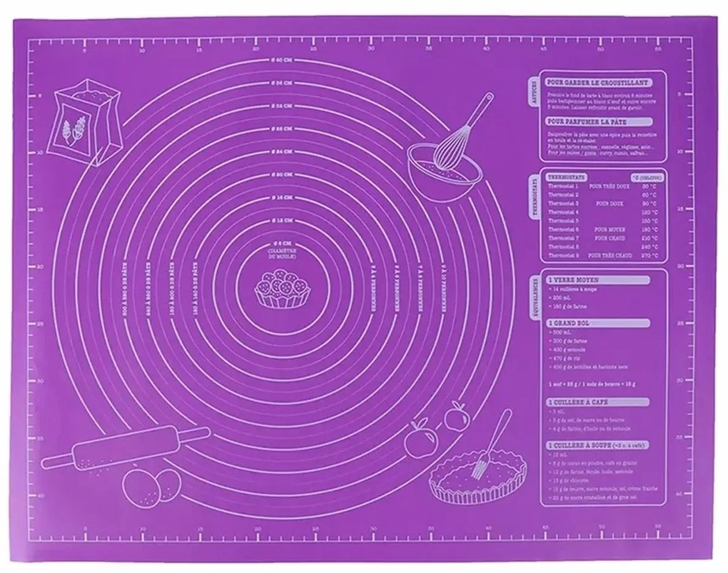 Konyhai szilikon sodródeszka 60 x 46 cm - lila