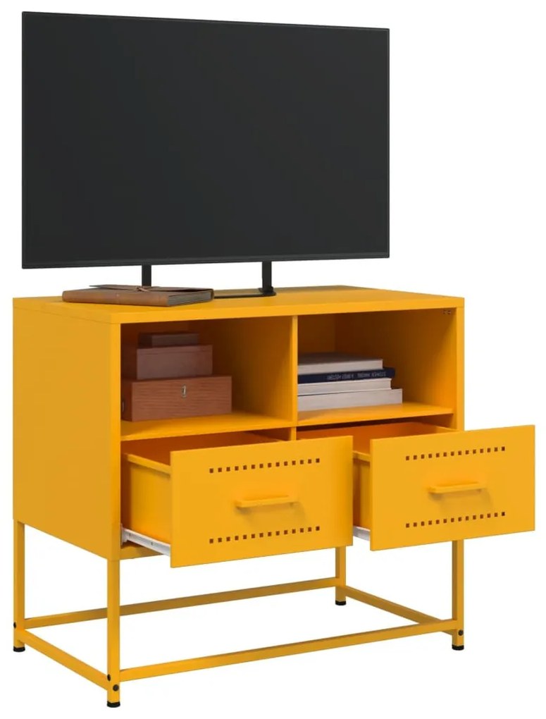 mustársárga acél TV-szekrény 68 x 39 x 60,5 cm