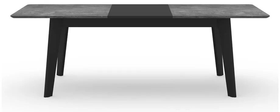 Fekete bővíthető étkezőasztal beton dekoros asztallappal 100x180 cm Shadow – TemaHome