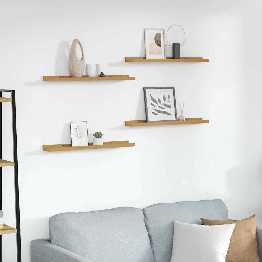 vidaXL Falpolc polcokkal tárolóval 4 pcs Bézs 60 x 9 x 3 cm Faanyag