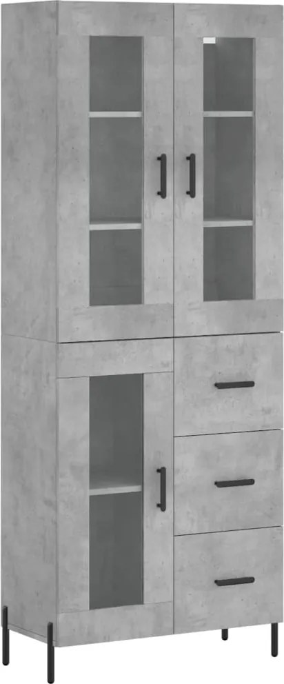 vidaXL betonszürke szerelt fa magasszekrény 69,5 x 34 x 180 cm