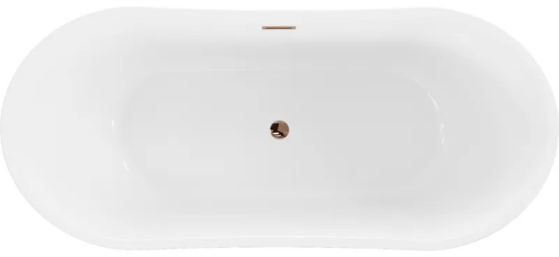 Mexen Montana, szabadon álló kád 180 x 80 cm, fehér, rózsaszín arany túlfolyó, 52011808000-60