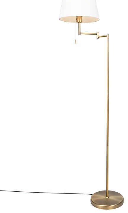 Klasszikus bronz állólámpa állítható fehér lámpabúrával - Ladas Fix