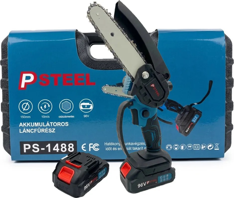PSteel Dupla Akkumulátoros Ágvágó Láncfűrész – 96V