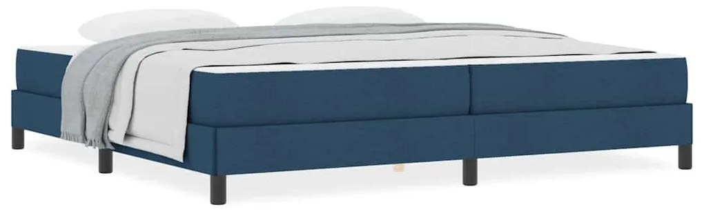 Boxrugós ágy matracmal Kék 200 x 200 cm szövet