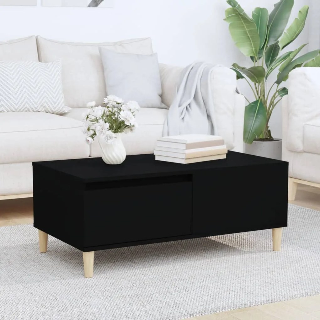 Fekete szerelt fa dohányzóasztal 90x50x36,5 cm