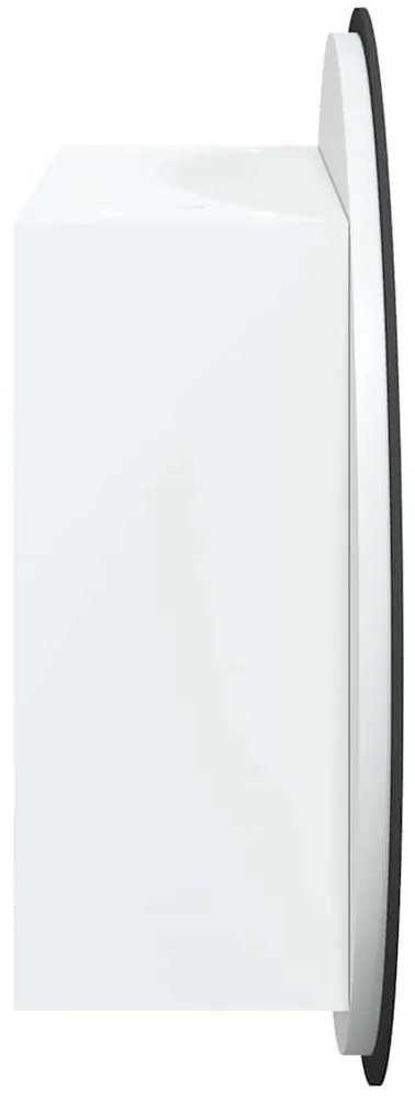 fehér fürdőszobai szekrény kerek tükörrel/LED-del 40x40x17,5 cm