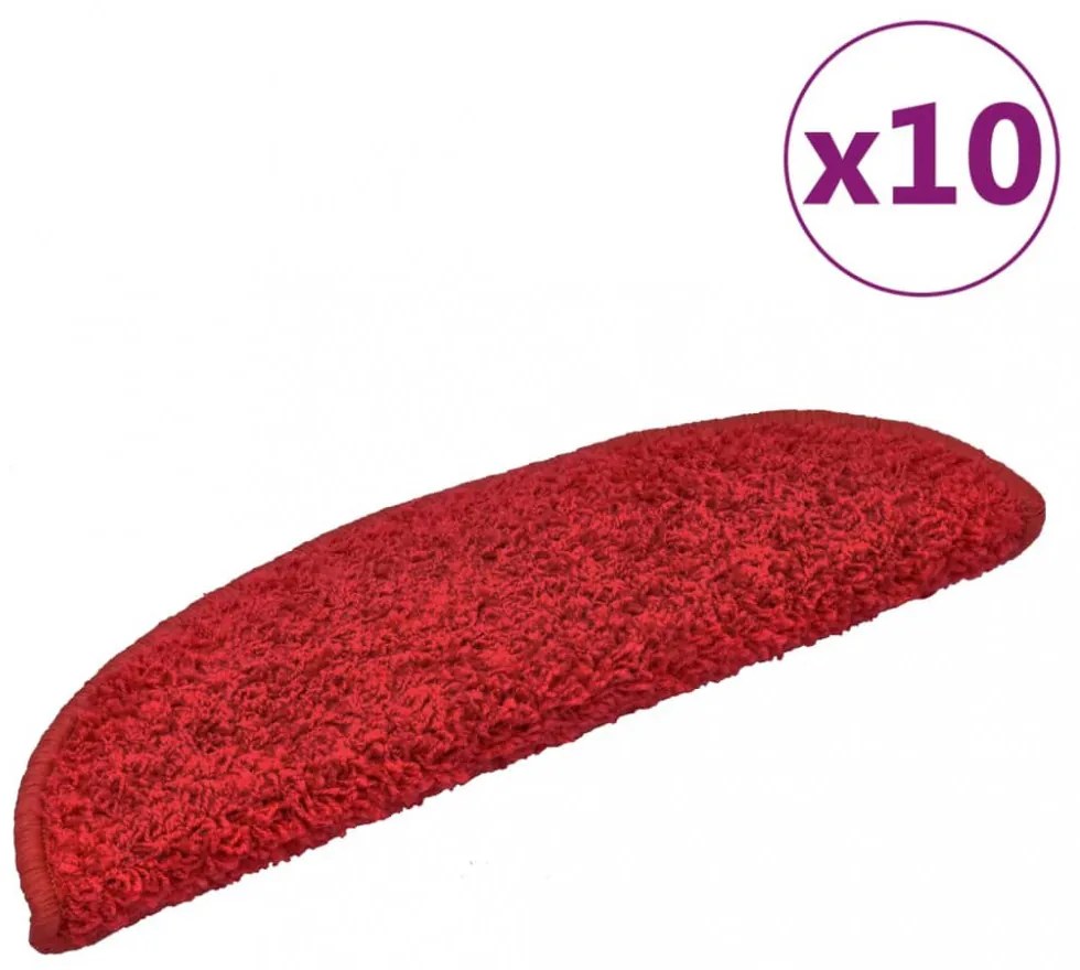 vidaXL 10 db piros lépcsőszőnyeg 56 x 17 x 3 cm