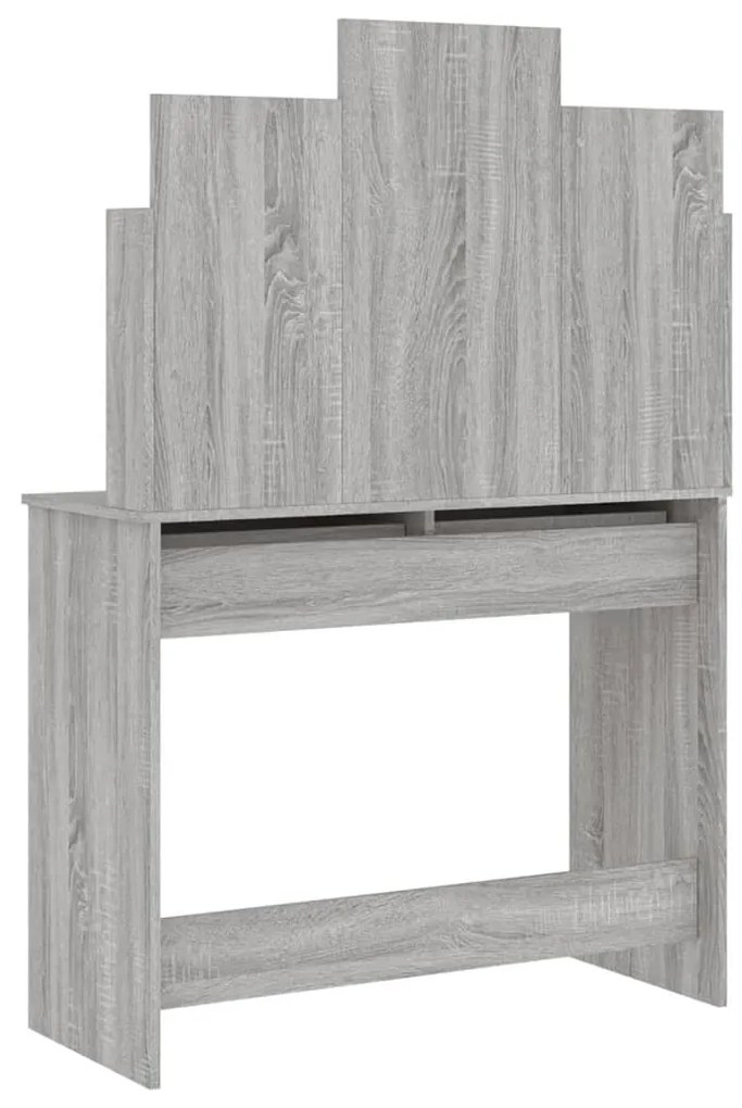 szürke sonoma színű fésülködőasztal tükörrel 96x39x142 cm