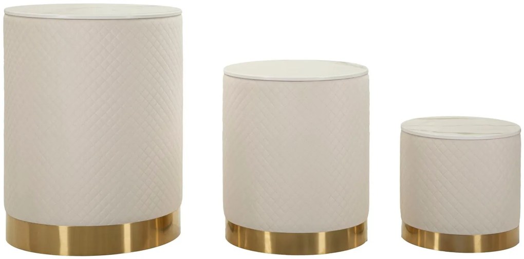 Arany színű 3 db-os puff tároló készlet Elegance