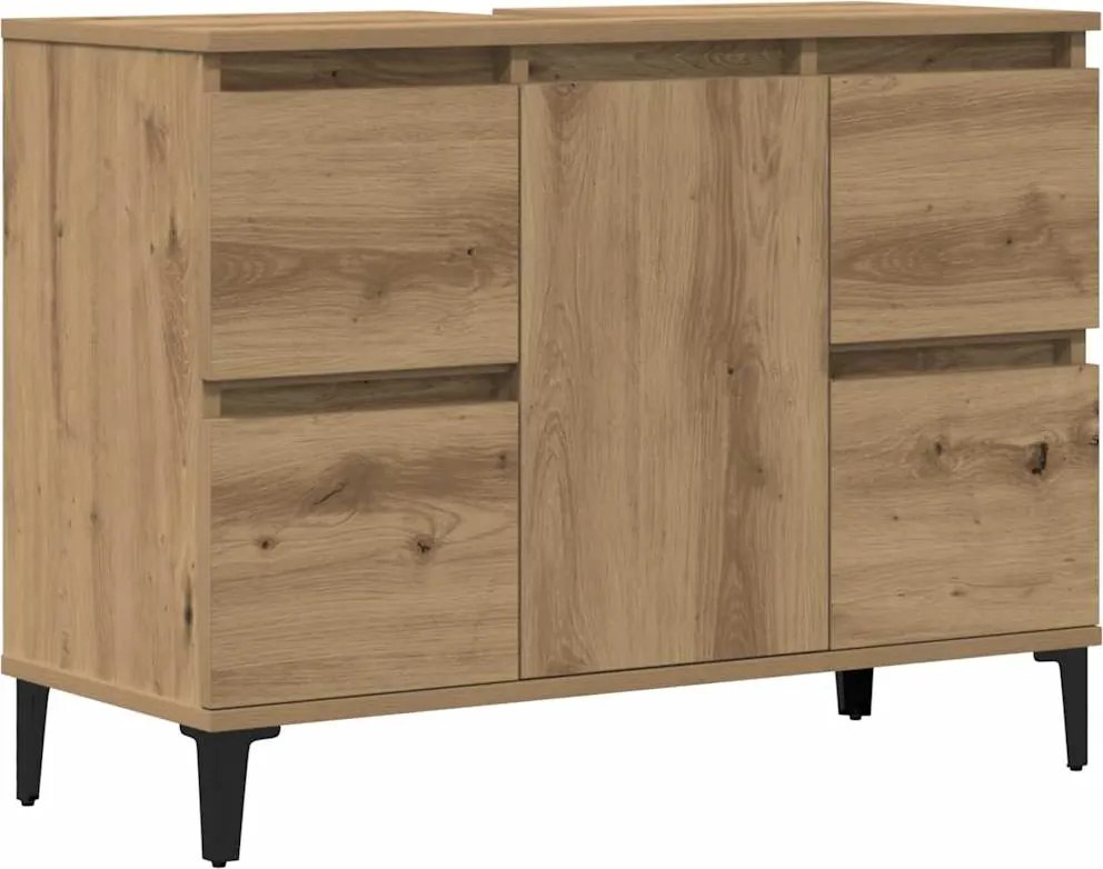 vidaXL kézműves tölgy színű szerelt fa mosdószekrény 80 x 33 x 60 cm