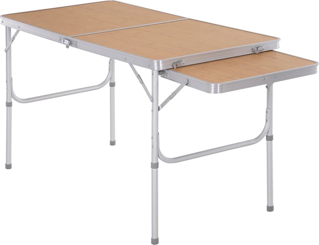 Hordozható, Összecsukható Kempingtábla Kinyitható Szárnnyal 30 kg Teherbírással, Állítható Magasság 153x60x39/71 cm | Aosom