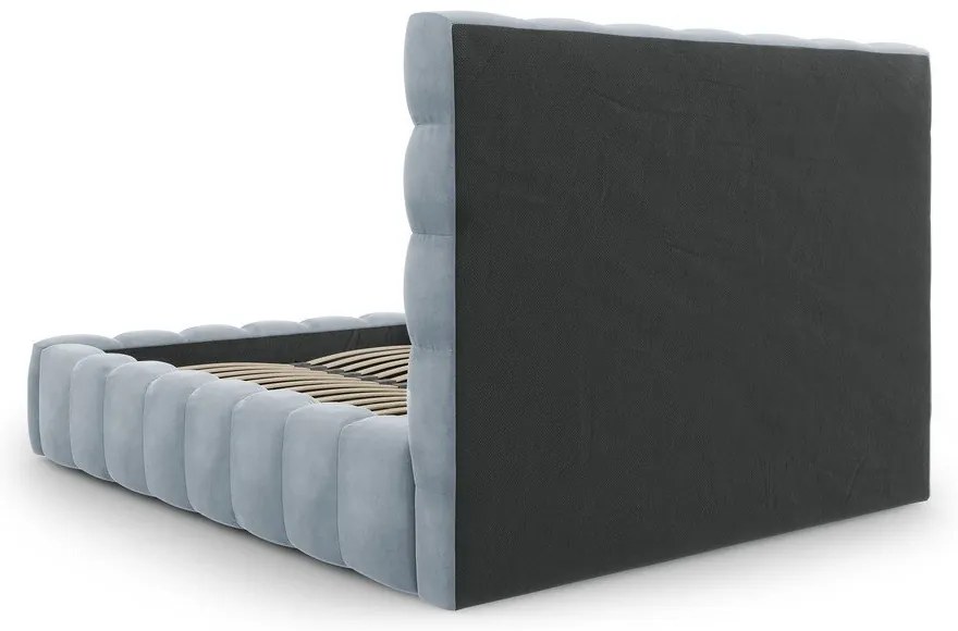 Világoskék kárpitozott franciaágy tárolóhellyel, ágyráccsal 160x200 cm Bali – Cosmopolitan Design