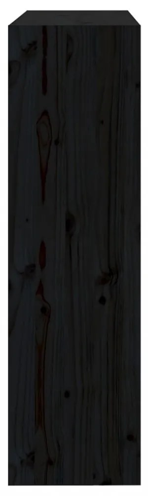 fekete tömör fenyőfa könyvszekrény/térelválasztó 80x30x103,5 cm