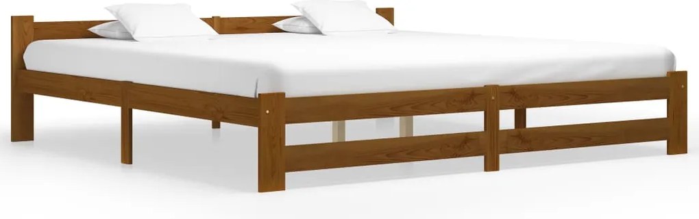 vidaXL mézbarna tömör fenyőfa ágykeret matrac nélkül 200 x 200 cm