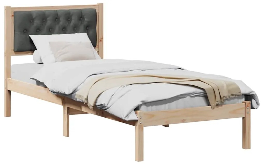 Ágykeret fejtámlával Sötétszürke 75 x 190 cm szövet