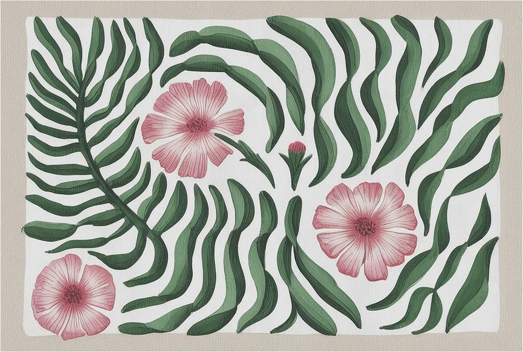 Flizelin tapéta falra Prémium Virágok levelek 104x70 Ragasztó