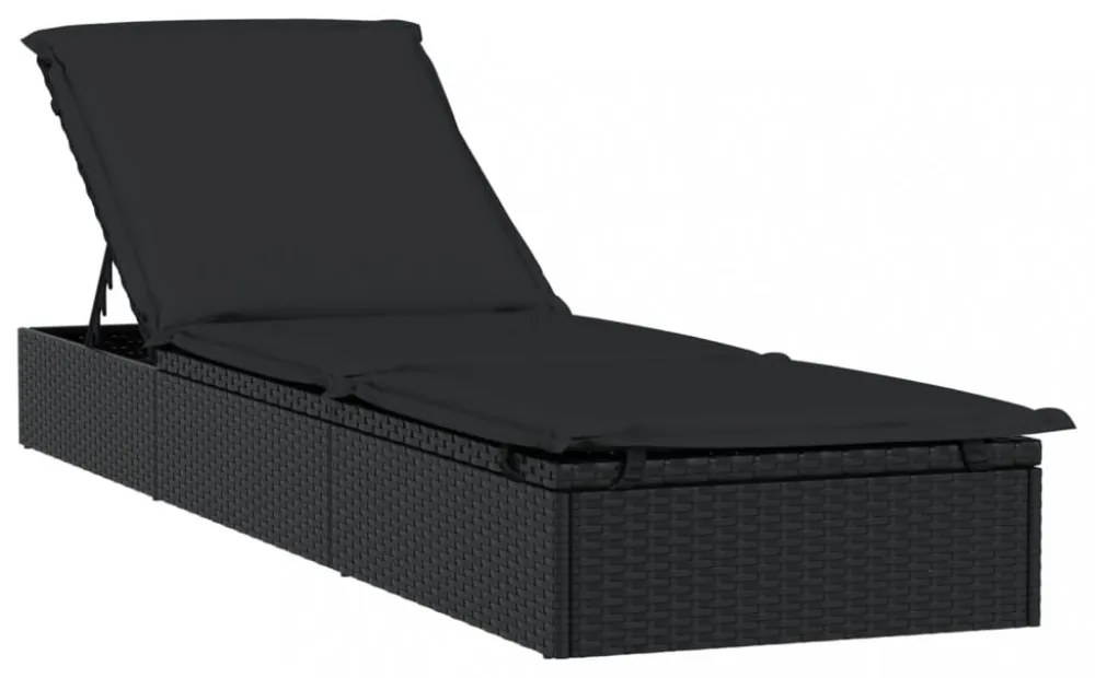 2 db fekete polyrattan napágy asztallal