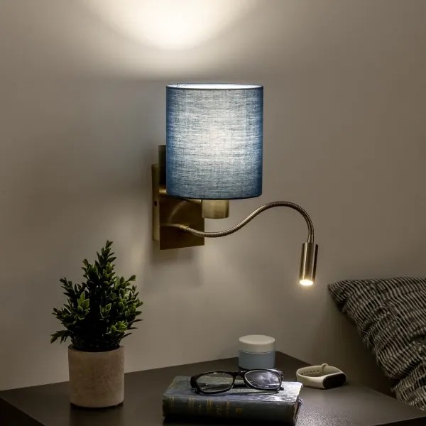 Brilagi - LED Fali lámpa NUBILA 1xE27/25W/230V+ LED/3W réz/sötét kék