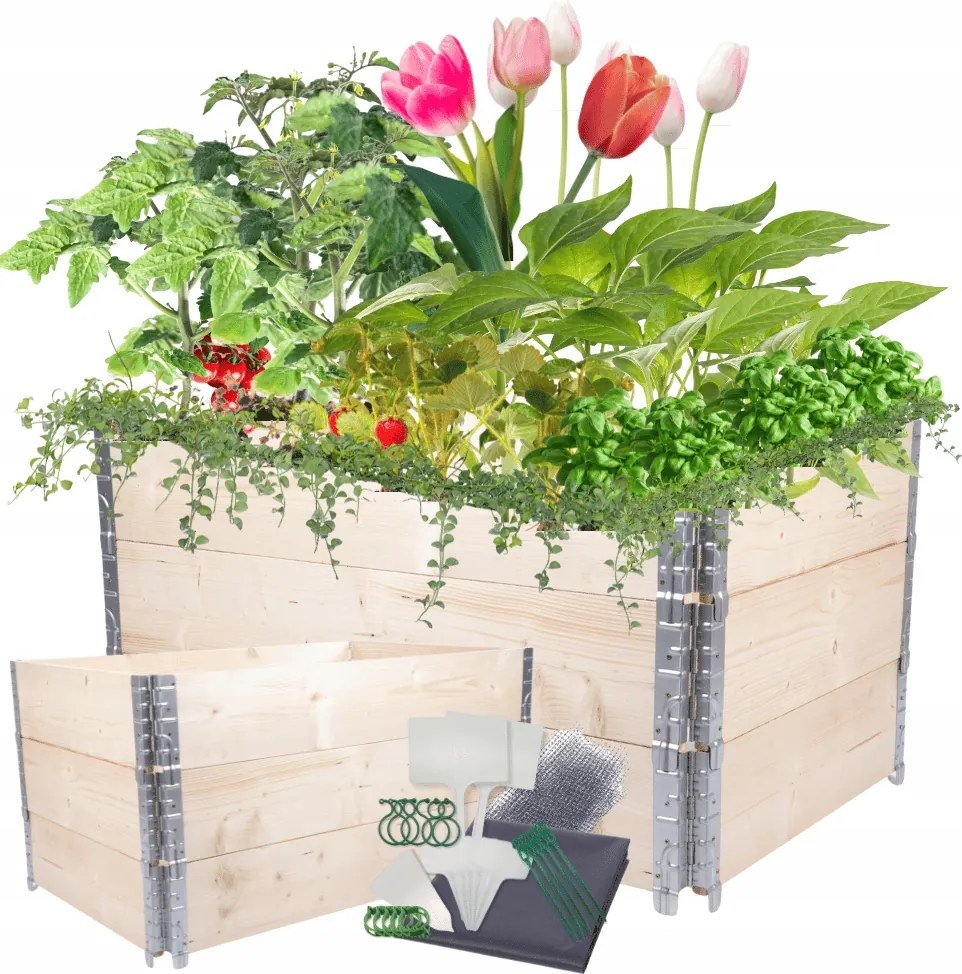 Magasított ágyás állítható lépcsőzetes zöldséges impregnáló 60x120x80