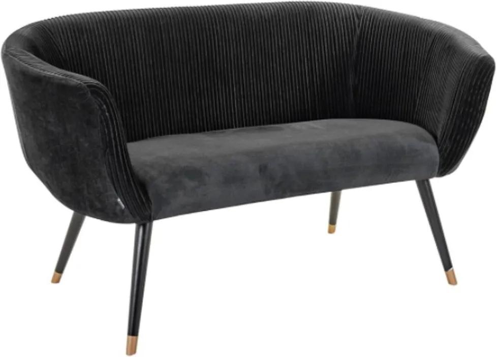 BLACK SWAN bársony kanapé, fekete