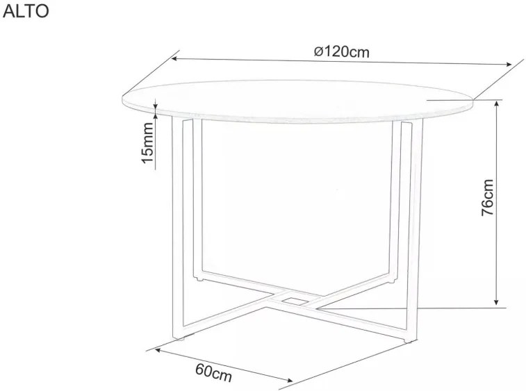 Alto kerek étkezőasztal tölgy/fekete 120 cm