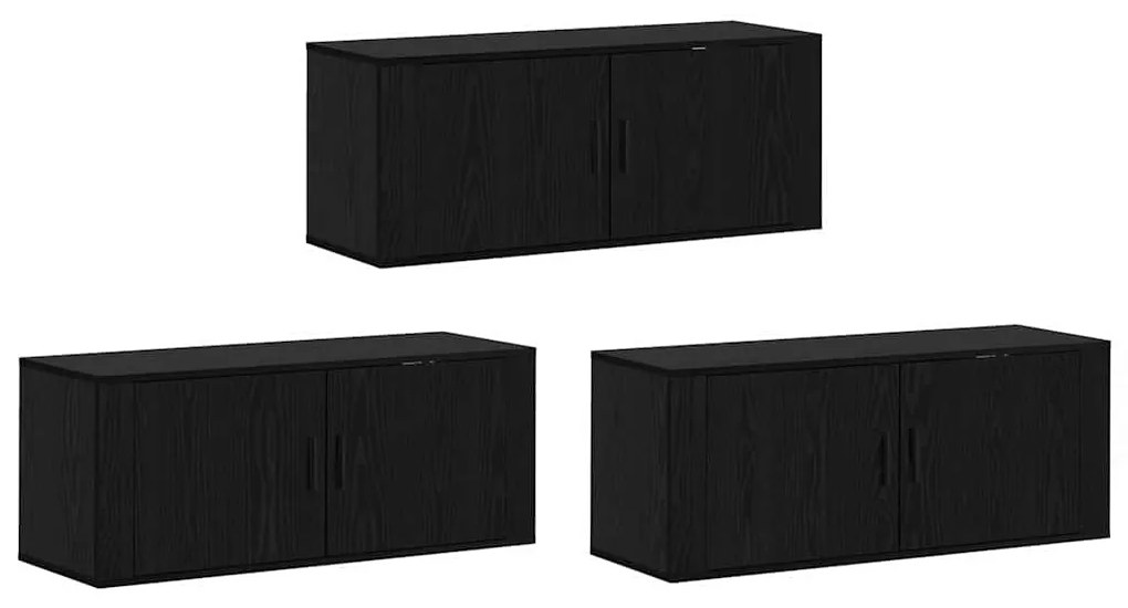 vidaXL Fali TV szekrény szett 3 pcs Fekete tölgy 100 x 34,5 x 40 cm