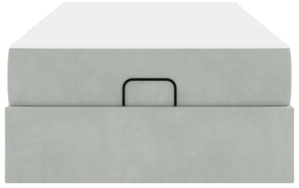 Ágykeret matracmal tárolóval Világosszürke 80 x 200 cm Bársony