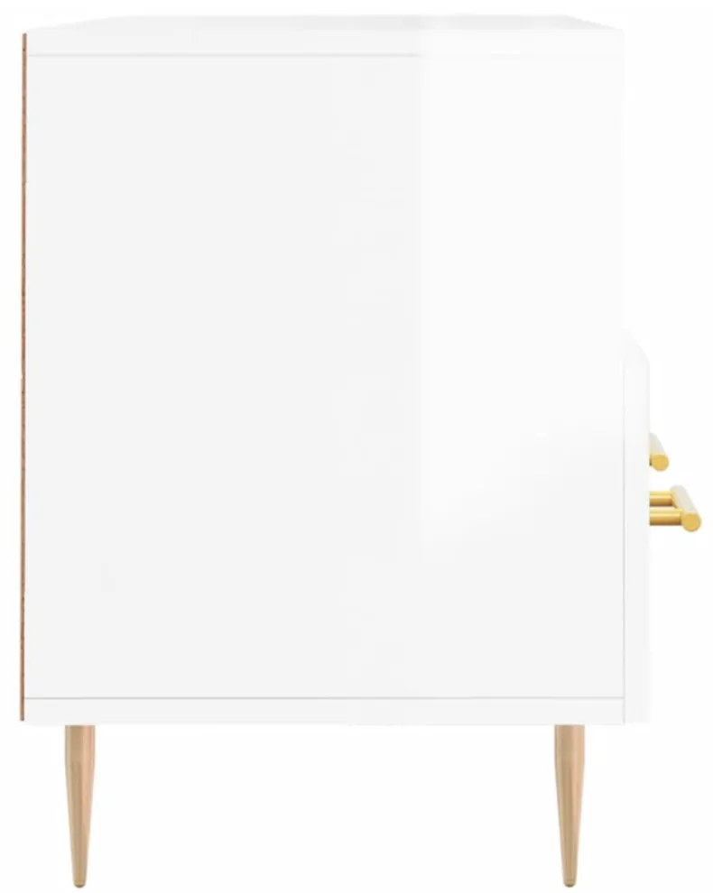 fehér magasfényű szerelt fa TV-szekrény 102x36x50 cm