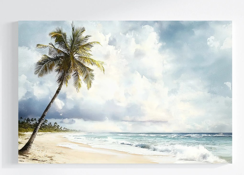 Vászonkép Canvas Tájkép Pálma Óceán Trópusi Tengerpart Hullámok 60x40
