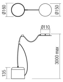 Redo 01-1823 - Csillár zsinóron DODO 1xE27/15W/230V pók fehér