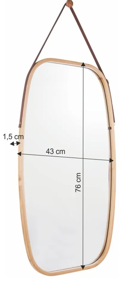 Akasztótükör bambusz kerettel Lemi 3 , 43 x 1,5x76 cm