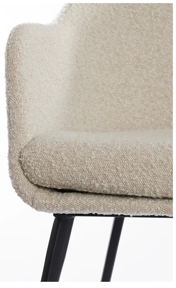 Krémszínű kárpitozott karfás étkezőfotel Leone – Light &amp; Living