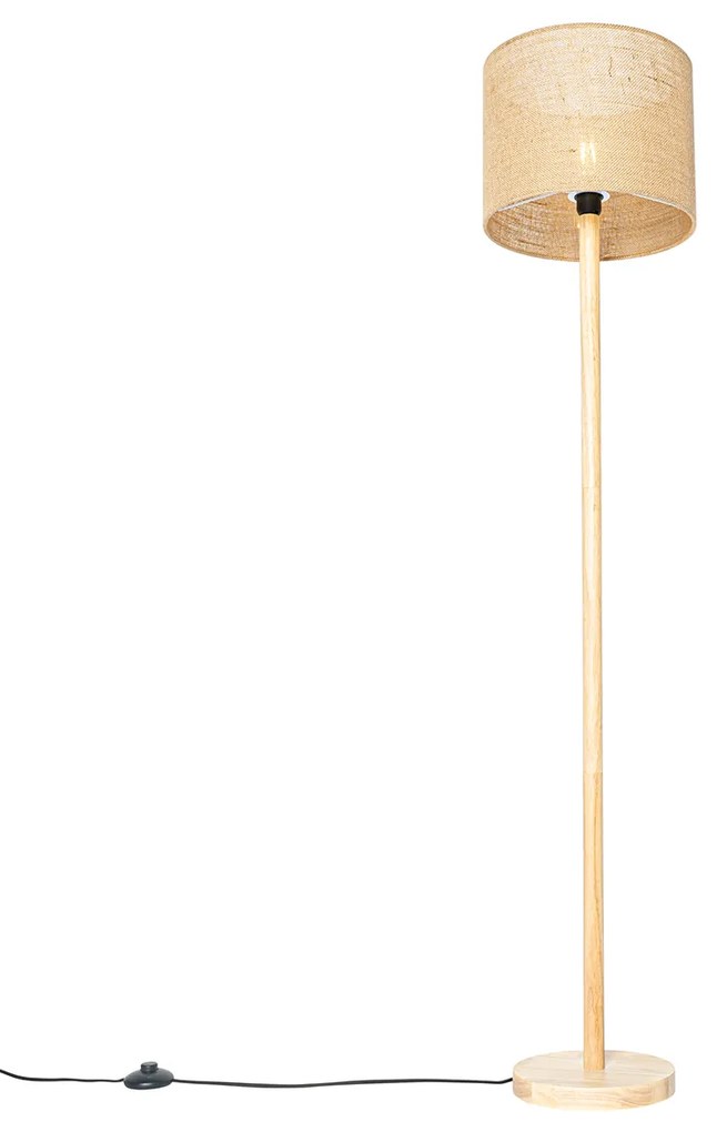 Okos fa állólámpa természetes vászonernyővel 32 cm, Wi-Fi A60-nal - Mels